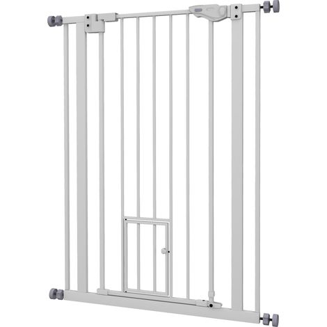 Barrera de seguridad para animales 74-80 x 104,1 cm cierre automático doble bloqueo diseño elegante de acero blanco 210007437 (1/5)