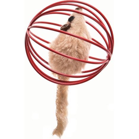 Topo beige in palla rossa per gatti