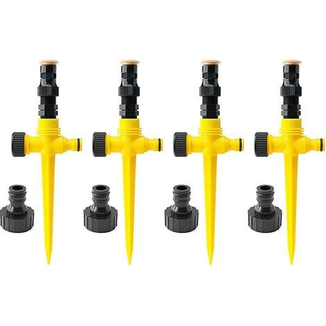 Système D’arrosage Rotatif 360° Réglable Pour Pelouse Et Jardin – 4 Pièces Avec Connecteur Tandem Multifonction (1/4)