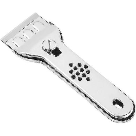 Grattoir pour plaque de cuisson en céramique - Grattoir à vitres en acier inoxydable, outil de nettoyage pour enlever les autocollants et la peinture, avec 5 lames pour la cuisine (1 pièce, argenté) (1/5)