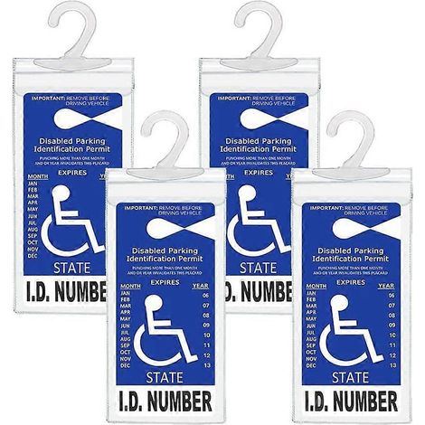 Lot de 4 porte-vignettes pour carte de stationnement pour personnes handicapées, étui de protection ultra-transparent pour carte de stationnement réservée aux personnes handicapées (1/5)