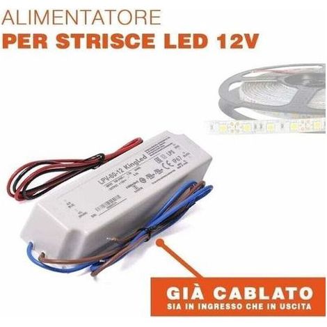 Bloc d’Alimentation 12V 60W 5A Haute Qualité Imperméable Ip67 adapté à l'extérieur modèle MeanWell LPV-60-12 Transformateur pour Bande LED 12V (1/4)
