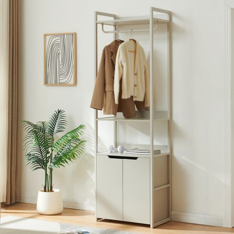 Perchero burro Jässaatka con puertas 200x61x40 cm - Gris [en.casa]