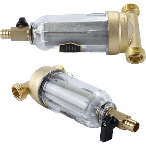 Filtre à eau à sédiments rotatif, préfiltre en cuivre avec lavage à contre-courant pour éliminer les sédiments de rouille, filetage externe de 3/4 po sous l'évier (1/5)