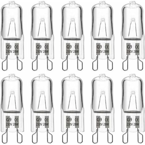 G9-Halogenlampe – 28 W, 230 V, 370 lm, 2700 K – dimmbar – für Kronleuchter, Wandleuchten und Unterbauleuchten – 10er-Pack (1/5)