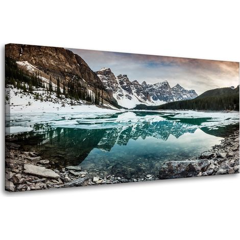 Leinwanddruck Natursee in den Bergen 80x40 cm