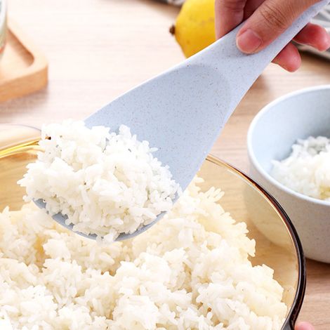 Cuillère à riz, fibres de blé, enveloppe de riz, cuillère à riz antiadhésive ménagère, cuillère de service pour le riz, compatible avec les poêles antiadhésives. (1/5)