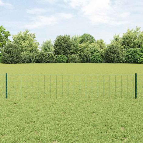 Zaun mit Pfosten Grün 0,4 x 10 m Stahl und PVC