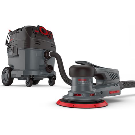 MENZER Levigatrice Rotorbitale ETS 150 5.0 & Aspiratore di Sicurezza VCM 530 PRO incl. Set di Abrasivi