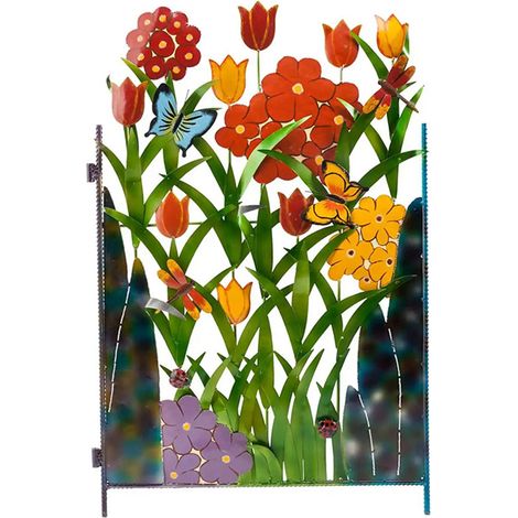 Clôture de jardin en fer décorative, panneau de bordure fleuri pour chien, extérieur patio yard (1/5)