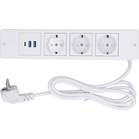 Multiprise encastrée 3xprises 2xUSB A 1xUSB C PD20W Ports prise de table avec cordon 1.5M Standard