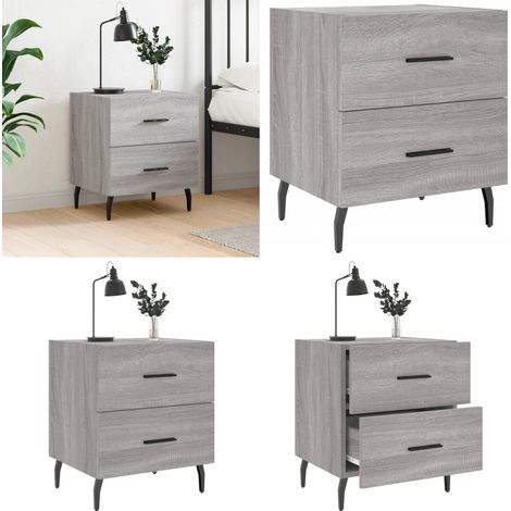 Nachttisch Grau Sonoma 40x35x47,5 cm Holzwerkstoff - Holz Nachttisch - Nachttisch mit Schubladen (1/5)