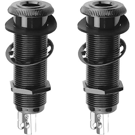 2 prises jack stéréo 6,35 mm 4 broches pour guitare basse, connecteur cylindrique entrée/sortie 1/4", accessoires guitare cuivre noir (1/4)