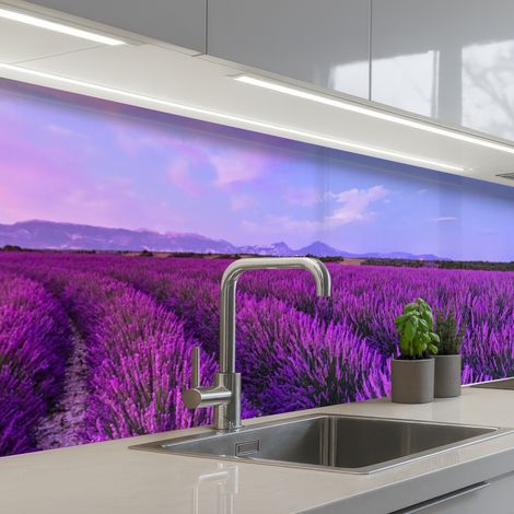 SCHIENALI CUCINA Lavanda - Viola - Fiori - Natura 300x60 cm (1/5)