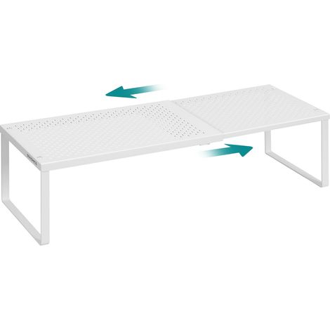 Étagère à épices, extensible, organiseur de cuisine, étagère de cuisine, organiseur de garde-robe, petite étagère, métal, comptoir, table, étagère à chaussures, blanc mat KCS007W01