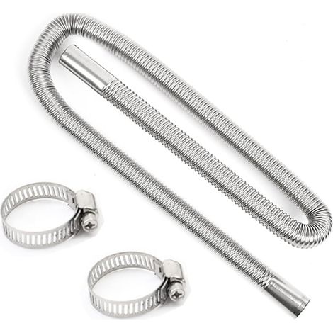 150 cm x 2,5 cm Tuyau D'échappement Portable Flexible Tuyau d'échappement en Acier Inoxydable avec 2 Colliers en Acier Inoxydable (1/5)