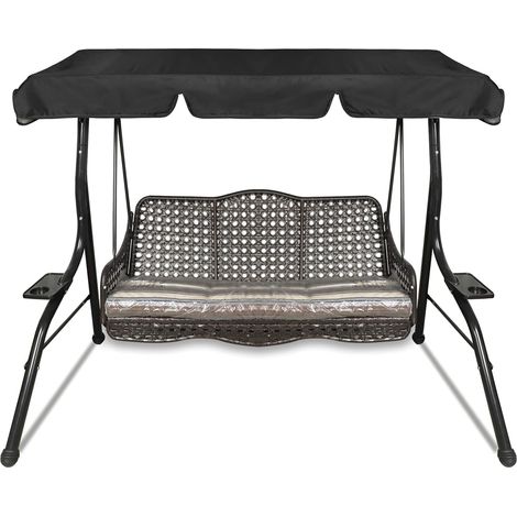 Auvent de remplacement pour balançoire de jardin, housse de rechange, auvent de balançoire, auvent de balançoire d'extérieur pour balançoire de jardin 3 places (164 x 114 x 15, Noir)-Fei Yu (1/5)