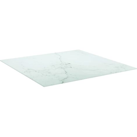 Maison Exclusive - Piano Tavolo Bianco 80x80 cm 6 mm Vetro Temperato Design Marmo