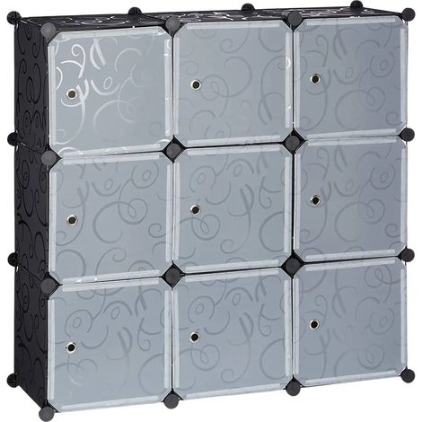 Estante de almacenamiento 9 taquillas con puertas modulares de plástico Enchufe de montaje DIY en librería negra 1300011902 (1/4)