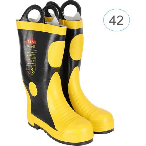 Bottes de sécurité anti-feu en caoutchouc, résistantes aux hautes températures et imperméables, chaussures de pompier de protection, taille 42. (1/5)