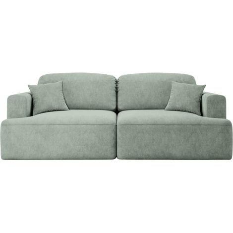 CHIARA - Canapé droit convertible tissu velours 3 places Vert (1/5)