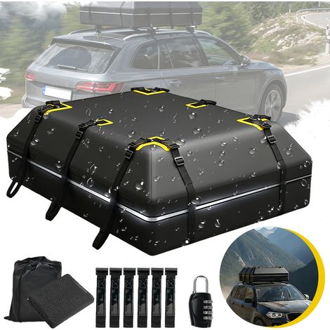 Coffre de Toit Voiture Étanche  avec 6 Crochets de Porte, Sac à Bagages avec Serrure à Combinaison Tapis Antidérapant Sac de Rangement pour Tous Véhicules (1/5)