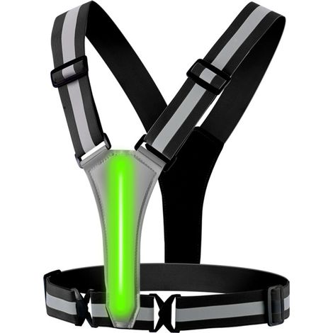 Gilet de sécurité réfléchissant à LED, gilet lumineux pour la marche et le vélo de nuit, gilet de course haute visibilité avec bandes réfléchissantes (1/5)