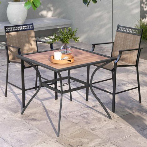 Square patio dining table brown black metal frame 227458873 227458873 227458873 (1/5)
