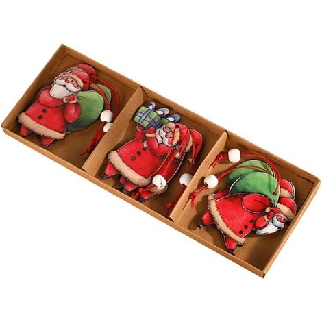 Ornements de nol Suspendus en Bois, tranches de Bois festives pour laécoration du père nol, 6 pièces (1/4)