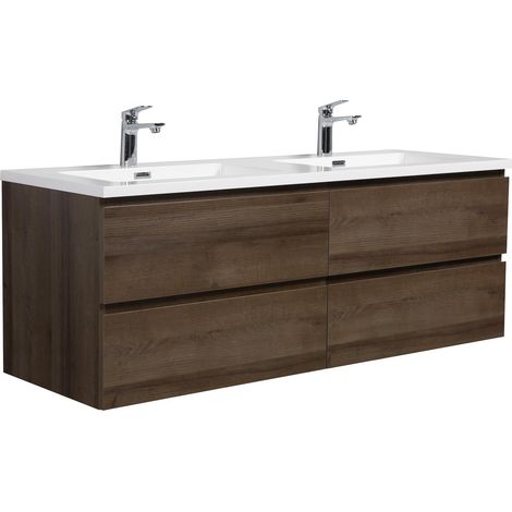 Mobile da bagno Angela 140cm Rovere Marrone - armadio mobiletto lavabo