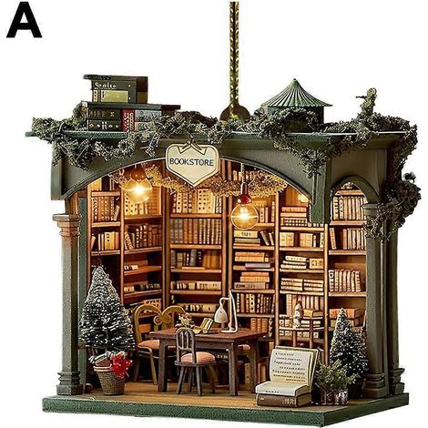 Pendentifs décoratifs pour étagère à livres pour les amoureux des livres décoration de Noël pour sapin de Noël cadeau-A (1/5)
