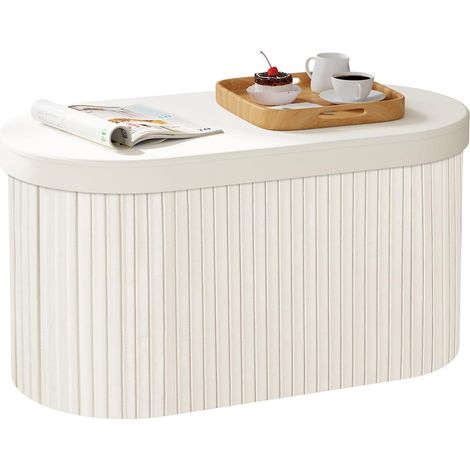 WOLTU 1x Stool- round, padded, velvet MDF, storage space - bar stool, dressing table chair, dressing table stool,76x38x38 cm, Cream (1/5)