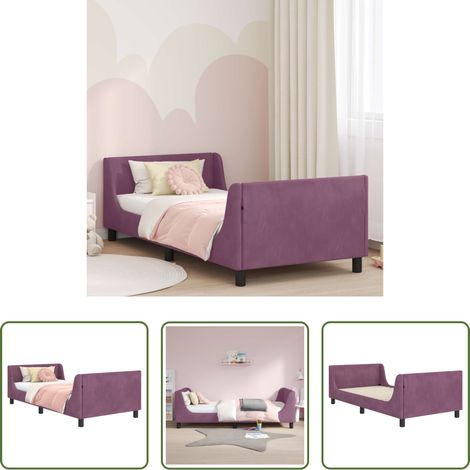 vidaXL Samtbett - Kinderbettgestell mit Kopfteil Lila 90 x 200 cm Samt (1/5)