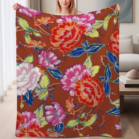 Couverture de lit en polaire, jeté doux et chaud pour le printemps, légère et luxueuse en microfibre de polyester, décoration élégante pour la maison, cadeau idéal pour hommes femmes,6080 pouces (1/4)
