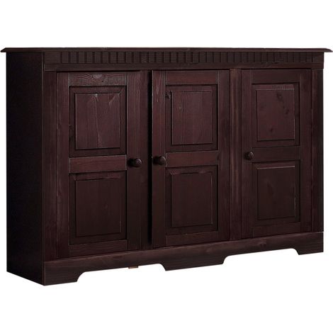 LisaBuffet avec 3 portes en pin laqué marron (1/5)