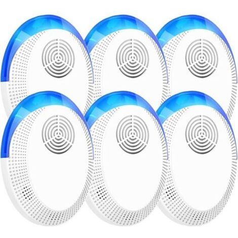 Lot de 6 répulsifs à ultrasons pour souris, antiparasitaires d'intérieur, à brancher, anti-souris, anti-parasitaires pour rongeurs, cafards, araignées et insectes (lot de 6)