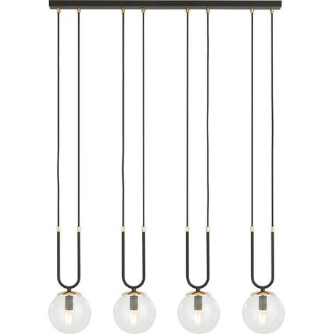 Lampadario Emibig Glam 4xE14 Nero/Trasparente Oro Vetro (1/4)