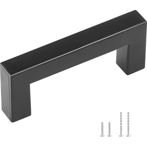 Mophorn 10er-Pack Schrankgriffe, 3 Zoll/76 mm schmale quadratische Schubladengriffe aus Edelstahl, Mattschwarz für Küche, Bad, Bar, Schranktüren