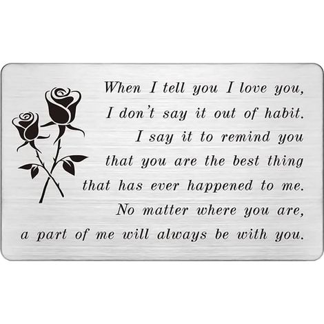 Carte cadeau Saint-Valentin/Anniversaire « Je t'aime » avec clip portefeuille, inscription, pour femme, mari, petite amie, fiancé(e), mariage, anniversaire