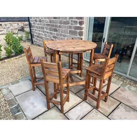 Charles Taylor 6 Seater Wooden Alfresco Bar Counter Table & Bar Stool Chair Set (1/5)