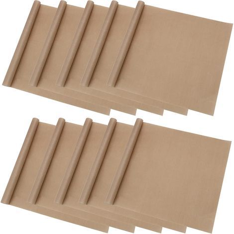 Lot de 10 plaques de cuisson en téflon, doublure de four antiadhésive réutilisable 30 x 40 cm pour cuisson au barbecue, transfert de chaleur, résistance à la chaleur jusqu'à 270 °C. (1/5)