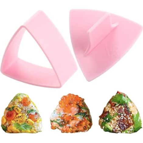 Moule à sushi triangle - Presse à onigiri DIY mini, gadget de cuisine (Rose), (HUIJUWA-SZFTMJ01) (1/5)