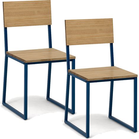 Pack 2Ud. Silla Desmontable Oxford ECO Azul en madera maciza de pino acabado vintage estilo industrial Box Furniture (1/5)
