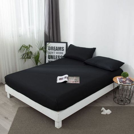 GROOFOO Protège matelas 80x200-30cm Alèse Imperméable et Micro Respirante Souple et Silencieux Noir (1/2)
