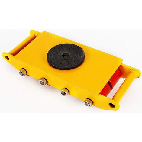 360° Rotation 12T Machinery Mover, Cast Steel Machinery Moving Skates 50x25.5x11cm, With 8 Pu Rollers, Base 30.7x21.1cm, Castor Size 8X7cm (yellow) (1/5)