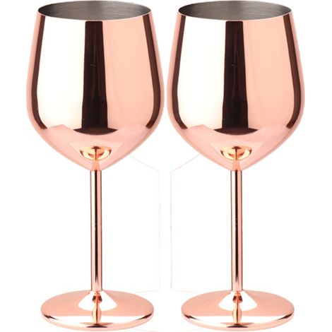 Lot de 2 gobelets, Acier inoxydable 304, Couleur cuivrée, Pied long, Base plate, Intérieur et extérieur (1/5)