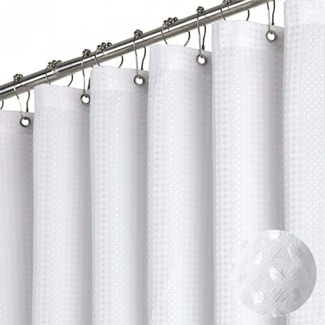 Rideau de douche en tissu épais, rideau de douche de salle de bain de luxe, 1,8 m x 2 m, blanc (1/4)