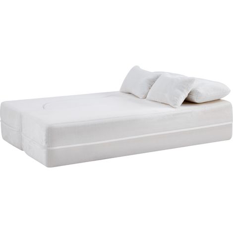 Sofá de suelo blanco modular con 4 cojines, espuma densa, 198 x 120 x 76 cm, HOMVRA (1/5)