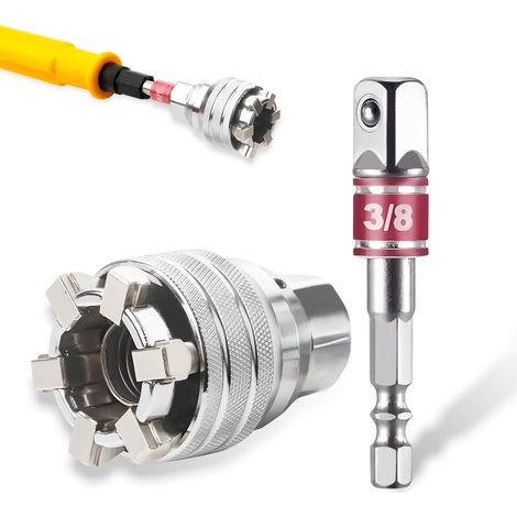 Chiave a bussola universale regolabile, adatta per dadi e bulloni con testa esagonale da 10-19 mm, utensile per cacciavite per trapani elettrici da 3/8" e chiavi a cricchetto