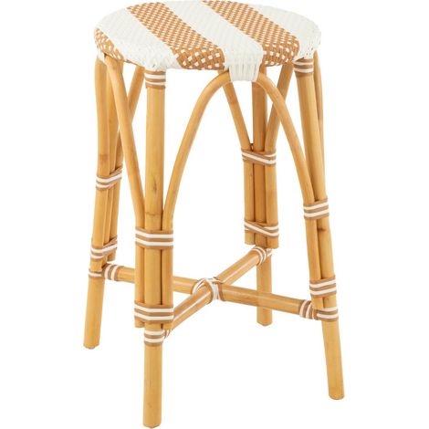 Tabouret de Bar en Rotin "Danial" 65cm Blanc